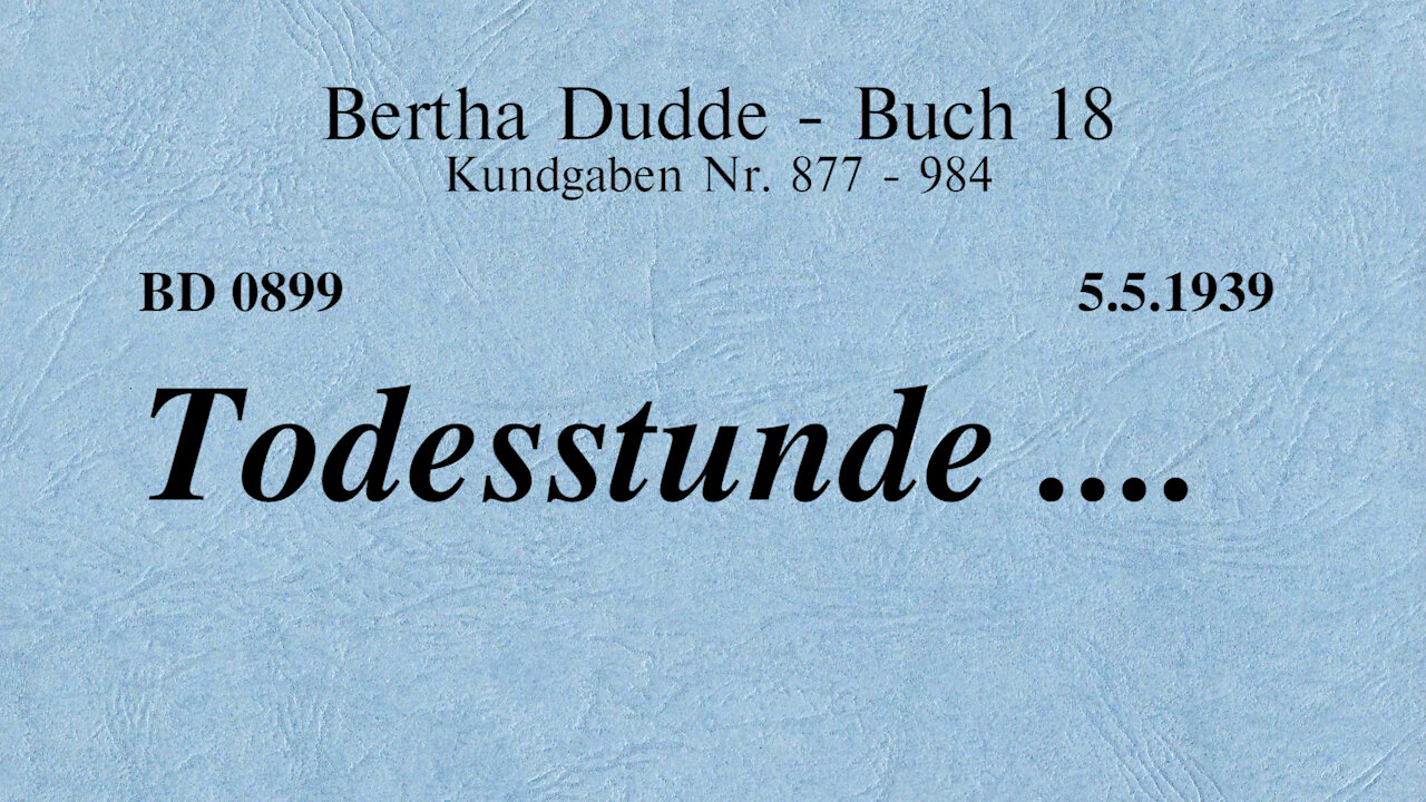 BD 0899 - TODESSTUNDE ....