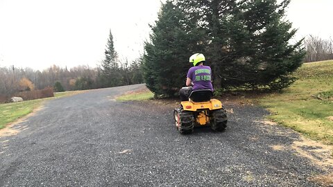 Doing doughnuts on my lawnmower to show neighbor dominance