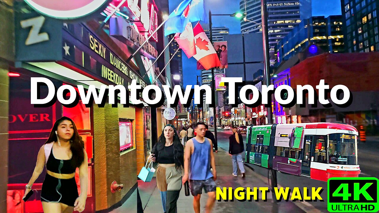 【4K】Downtown Toronto at Night Canada 🇨🇦