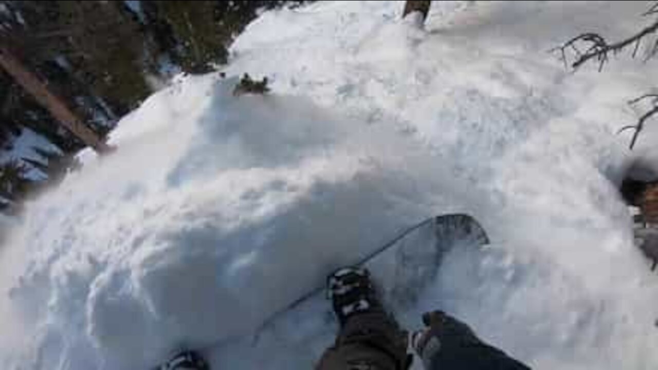 Join this snowboarder on his death-defying downhill descent!