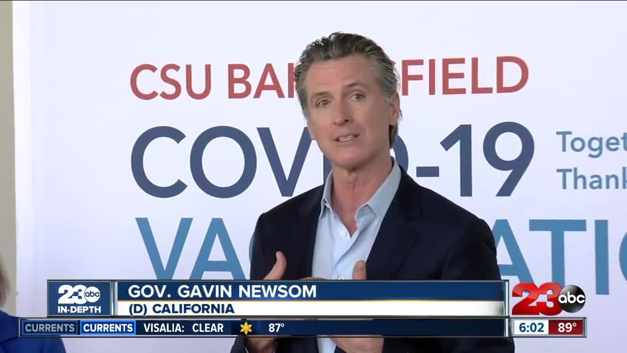 Governor Gavin Newsom visits CSUB vaccination site Wednesday