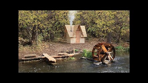 Building a Bushcraft Sawmill to Build a Log Cabin for Survival in the Wild, Catch and Cook