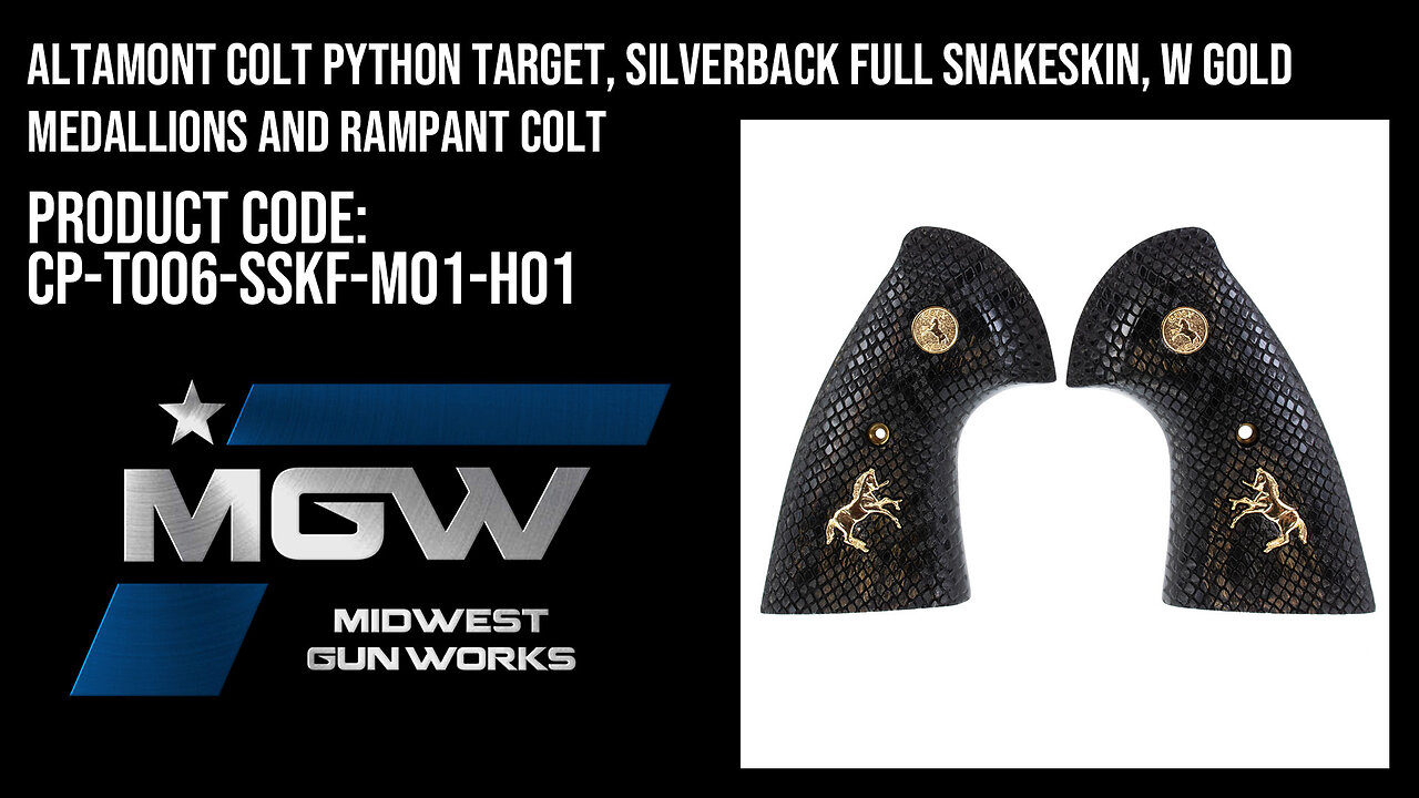 Altamont Colt Python Target, Silverback Full Snakeskin, w Gold Medallions - CP-TO06-SSKF-M01-H01