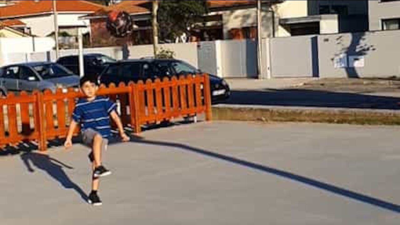 7-year-old soccer player pulls amazing trick shot