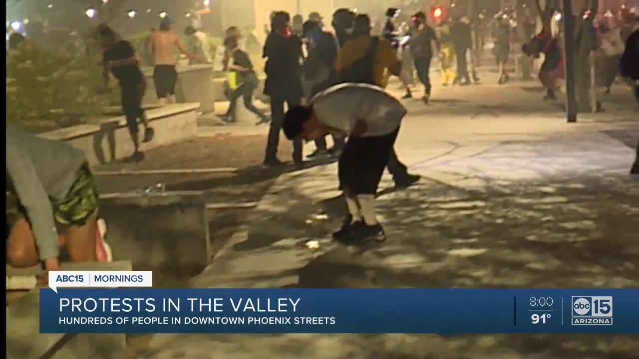 Protesters hit with tear gas by Phoenix police amid protest