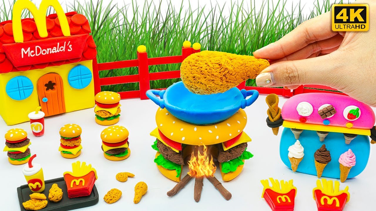 How To Make Miniature McDonalds Hamburger and Fried Chicken Clay Miniature Cooking