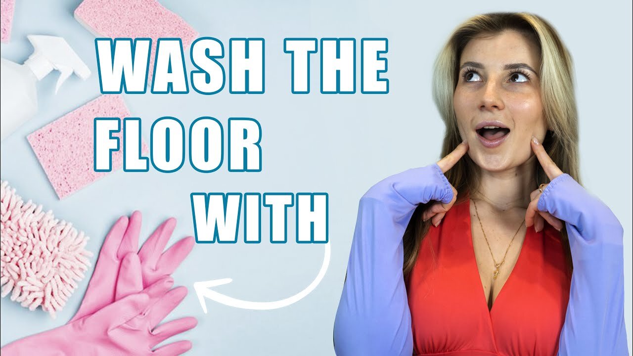 Mopping floor in rubber gloves special video