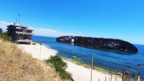 We found a capsized ship on a beach in Ukraine