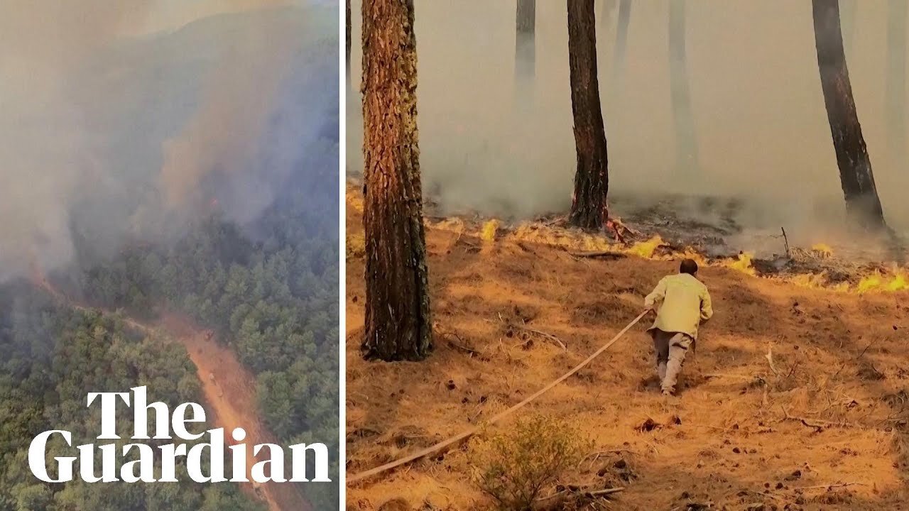 Firefighters tackle wildfires in south-west Turkey