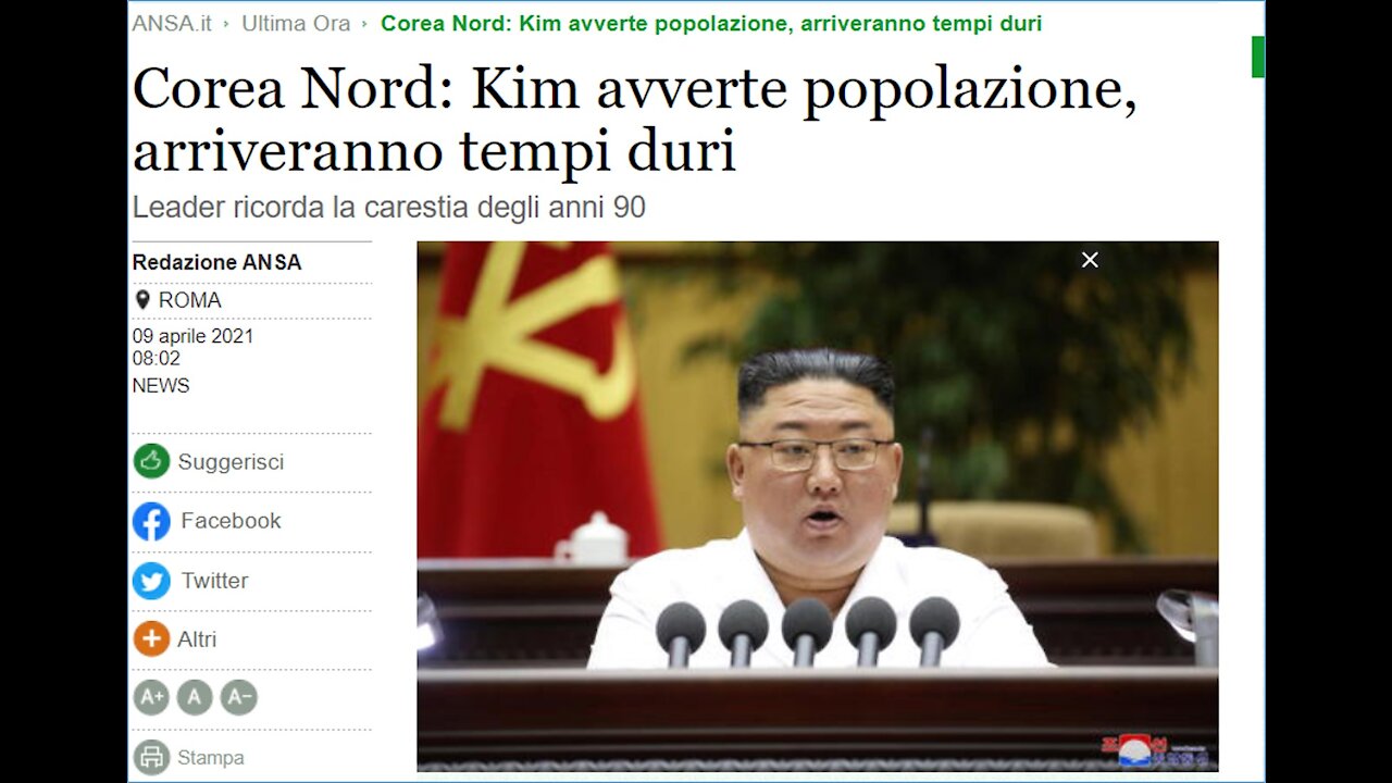 Una profezia vera del dittatore coreano Kim!