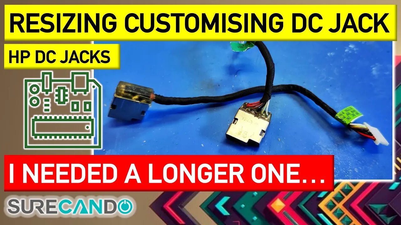 Resizing a HP DC Jack to longer size. Custom cabling solution.