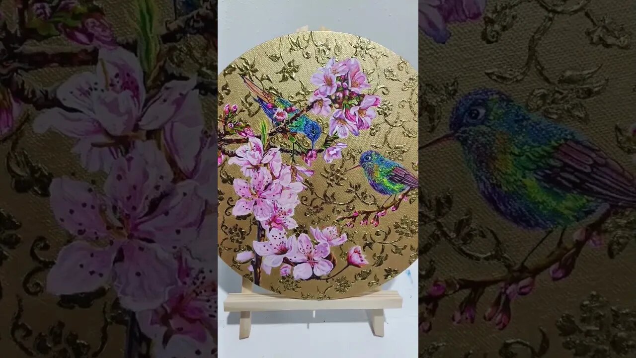 2nd Cherry Blossom & Karakusa, Acrylic&Gold Leaf Art #shorts #cherryblossoms #goldleaf #azilartworks