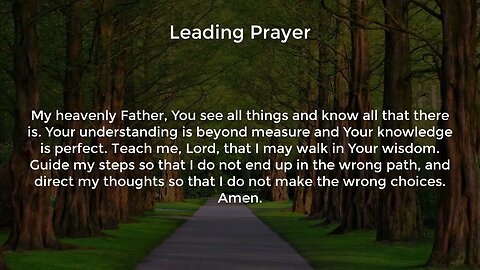 Leading Prayer (Prayer for Wisdom and Direction)