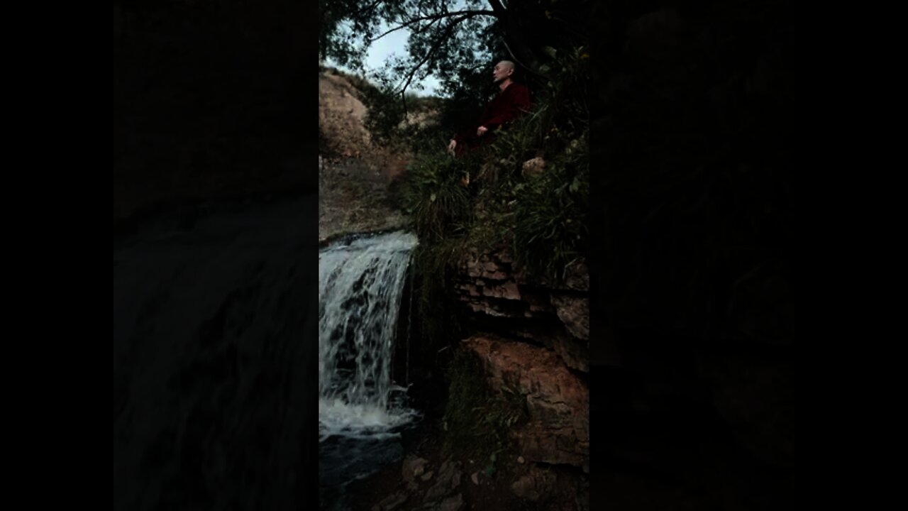 A Monk Meditating Near A Waterfall #Shorts