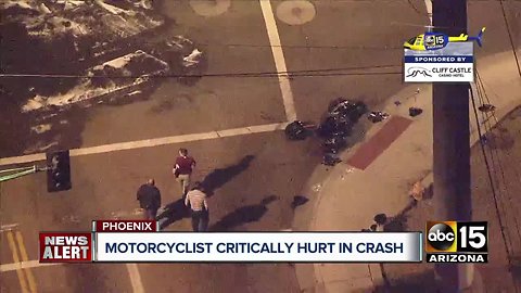 Motorcyclist critically hurt in crash