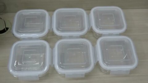 Conjunto 6 Potes Vidro Hermético Marmita Trava Quadrado 320ml Marmita