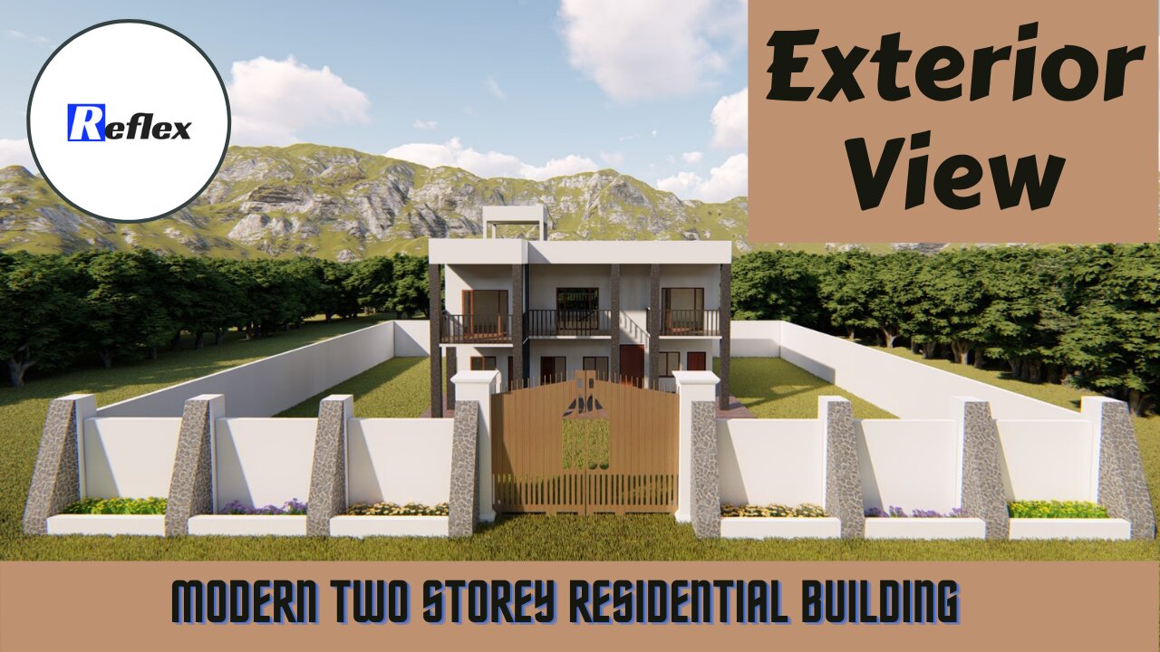 Exterior View of Modern Two Storey Residence Building | Reflex Architectural & Structural Designs
