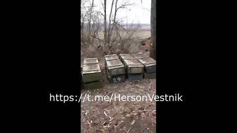 Abandoned position of Ukrainian forces in the Nikolaev-Kherson direction. Many weapons left behind.