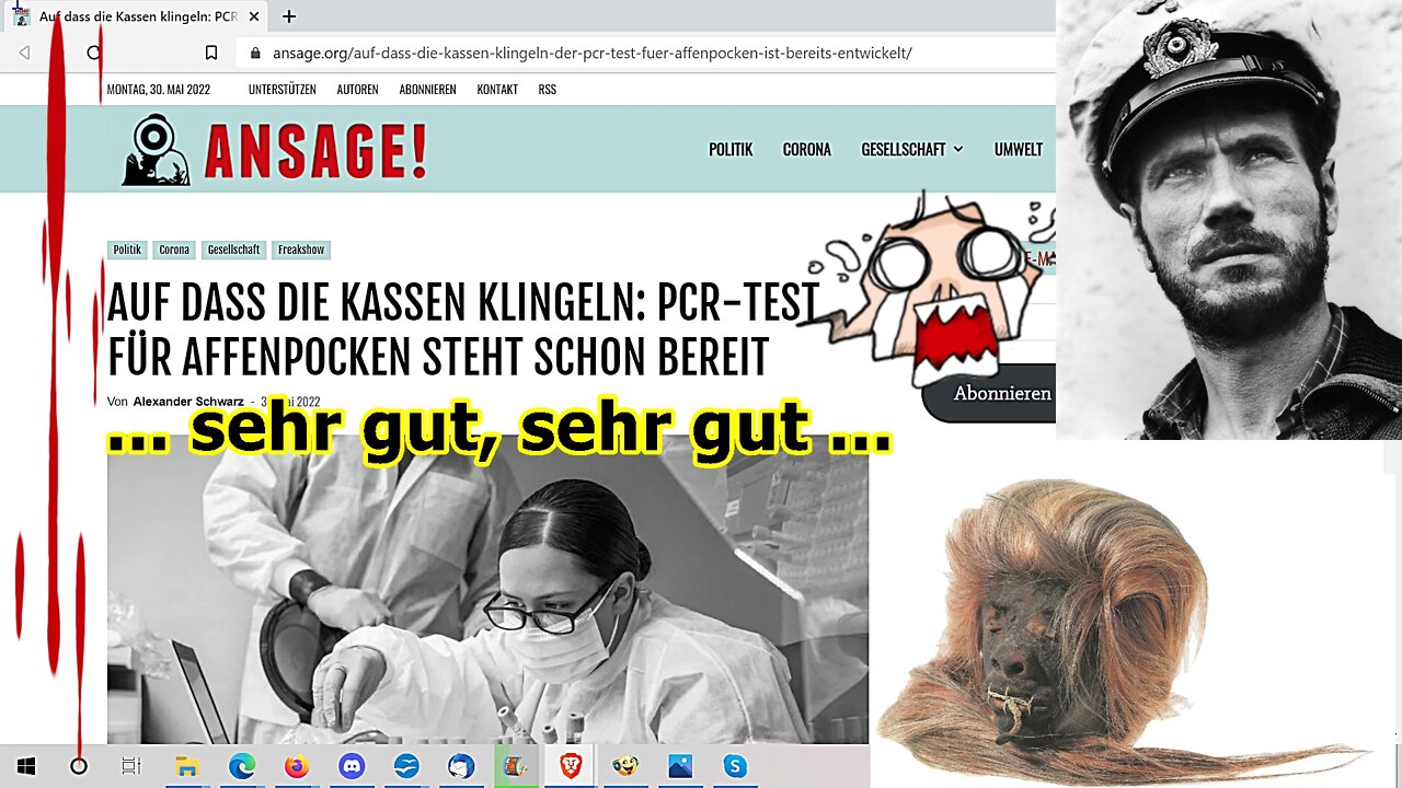 „Gott sei Dank, jetzt auch noch PCR-Affentests, wir sind gerettet, usw!!!“ ...