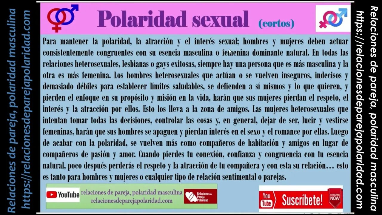 Polaridad sexual - masculino - femenina ♀ ♂ ⚤ Polaridad en una relación - mejorado