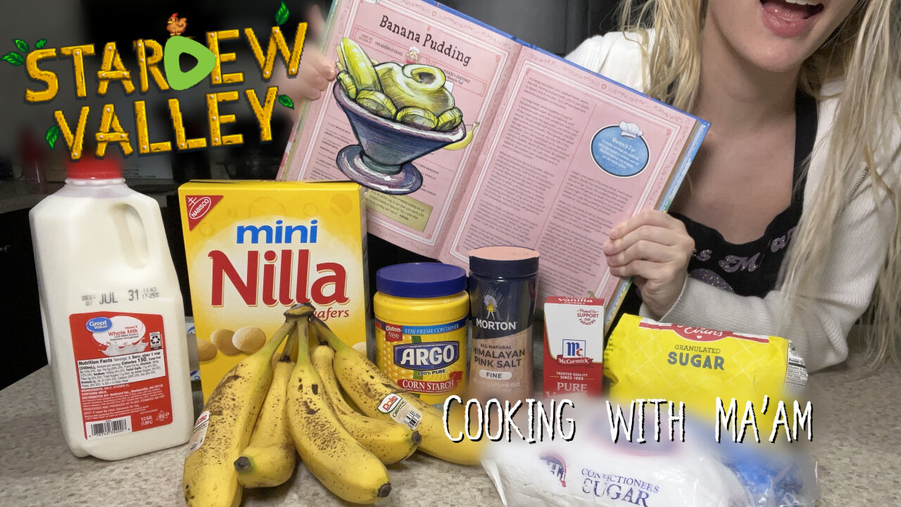 Banana Pudding 💚 ✨ | Stardew Valley CookBook Recipes Cooking With Ma'am