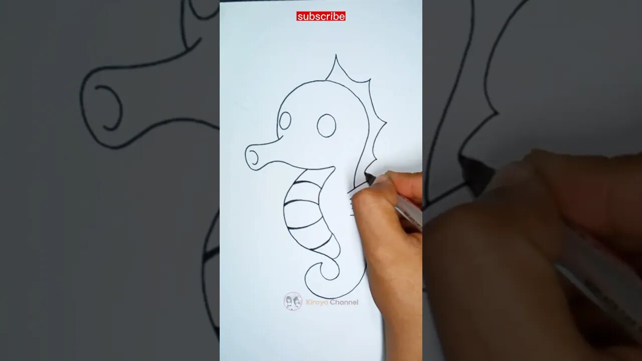 how to draw cute sea horse