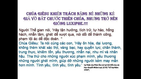 Mặc Khải của Chúa Giêsu: Sự Thật của Phúc Âm và Sự Giả Dối của các Học Thuyết Nhân Loại.!