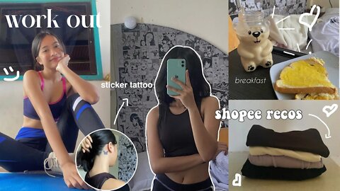 work out with me + shopee finds and haul 💪🛍