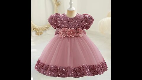 Toddler Baby Sequin Party Dresses Baptism Wedding 1 Year Birthday Bow Princess Dress