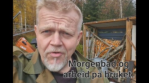 Kjølebad og vedjobb på bruket i dag