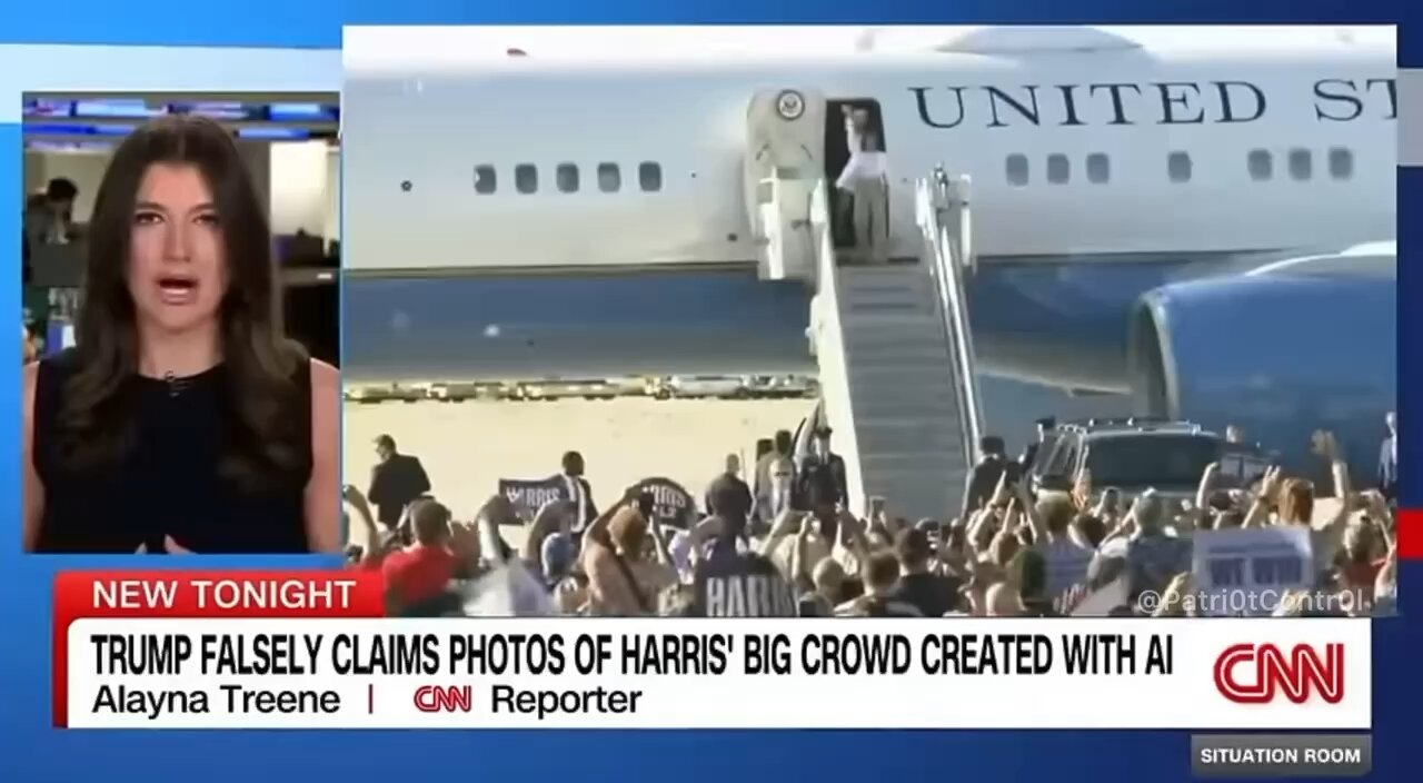 CNN tried to discredit Trump’s AI crowd claim for Kamala but still doesn’t show crowd reflection