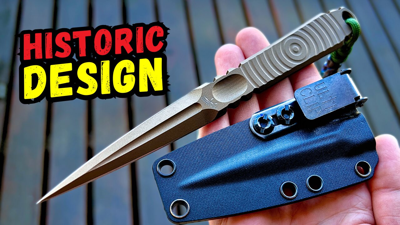 OSS Dagger by Knight Elements - Double Edge Tactical Fixed Blade, A2 Tool Steel & Bronze Ceracote