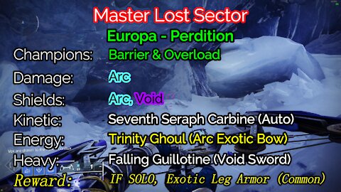 Destiny 2 Master Lost Sector: Perdition 12-1-21