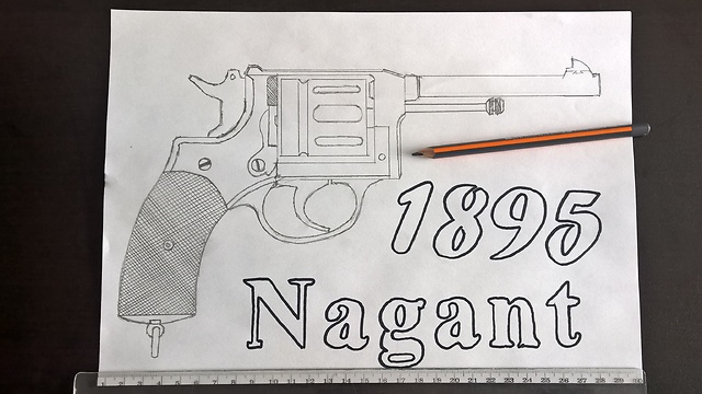 How to draw Pistol revolver NAGANT