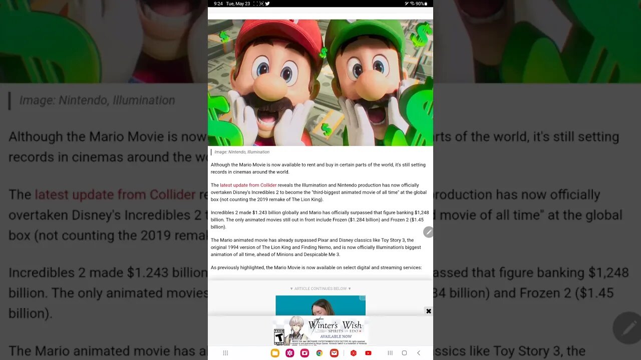 mario beats incredibles 2 worldwide
