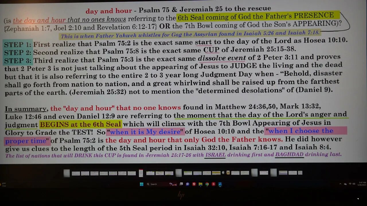 day and hour - Psalm 75 and Jeremiah 25 to the rescue