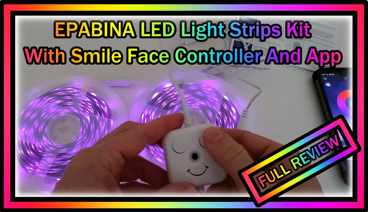 Epabina LED Strip Lights Lit for Bedroom 20ft / 40ft, Bluetooth with "Smile face" Controller REVIEW