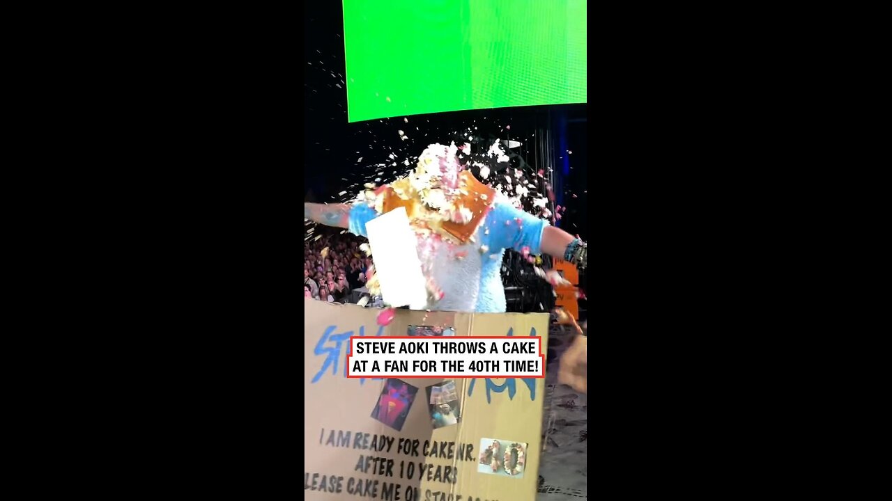 Steve Aoki brings fan on stage to throw a cake at him for the 40th time