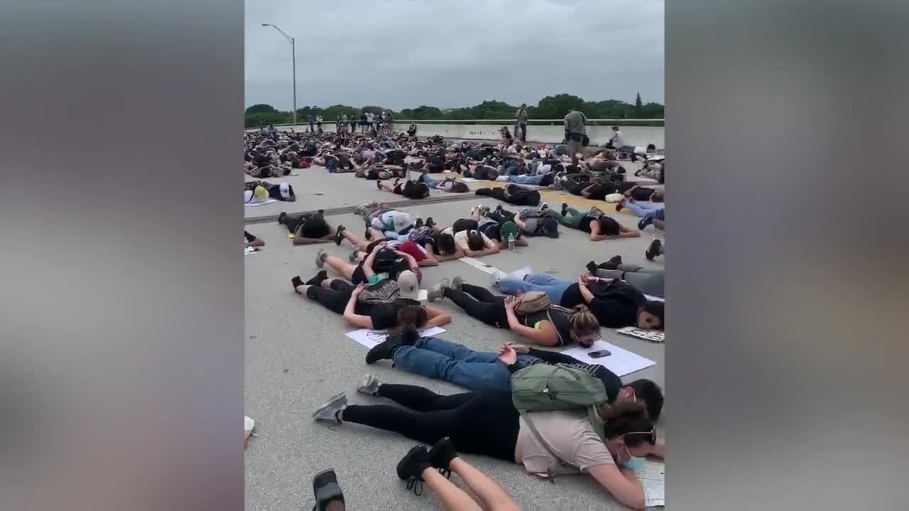 Protesters on Southern Boulevard on Saturday, June 6, 2020