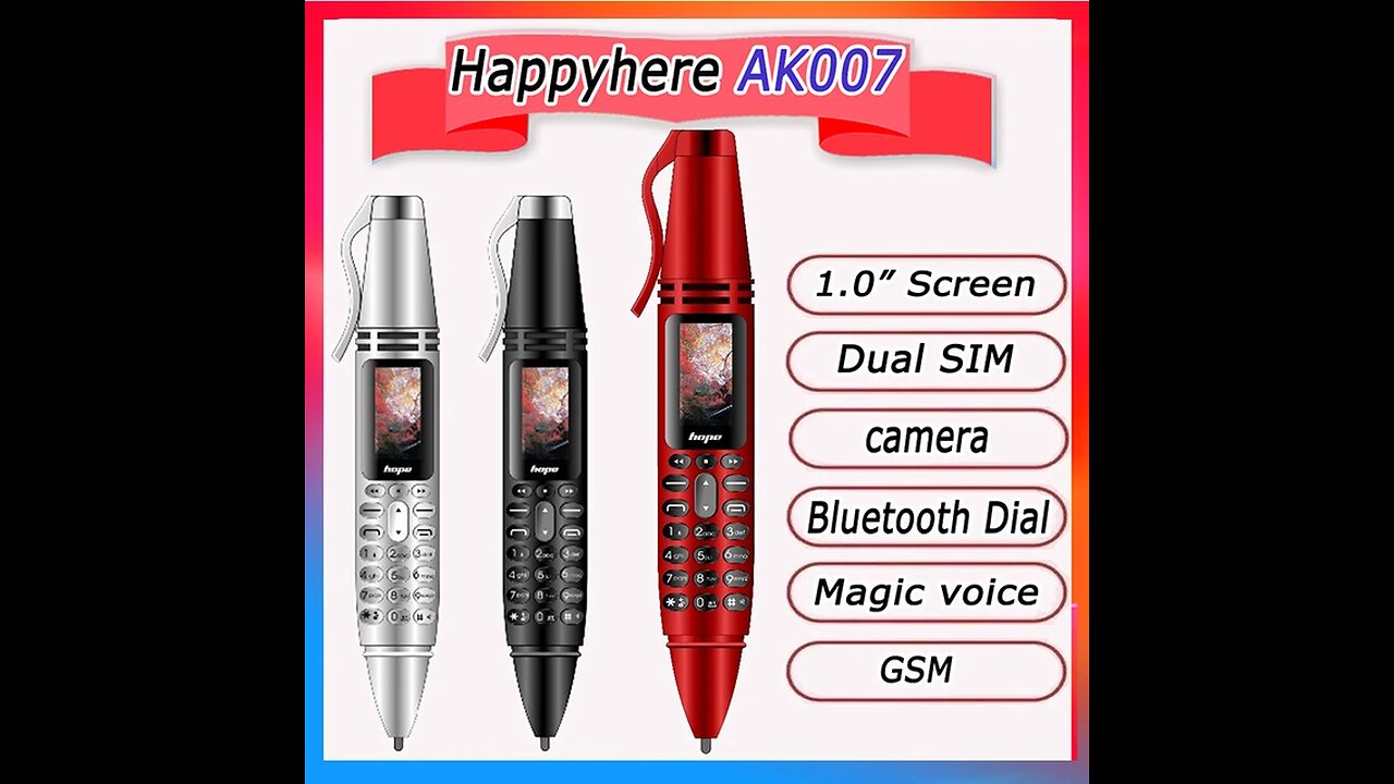 Mini Pen Cell phone 0.96" Tiny Screen Flashlight Bluetooth Dialer