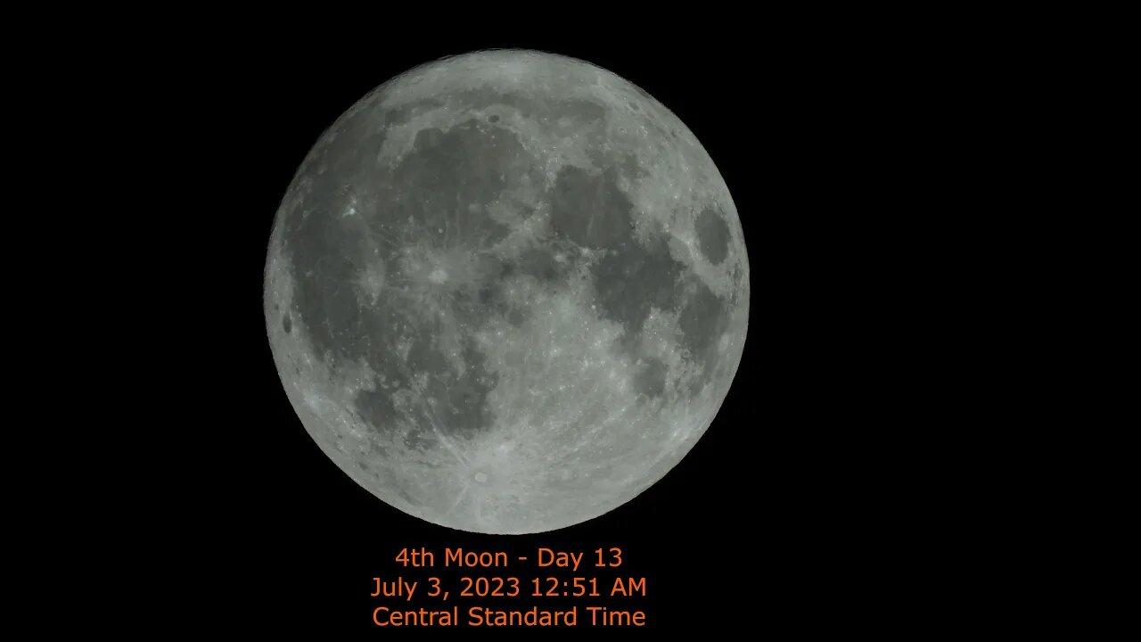 Moon Phase - July 3, 2023 12:51 PM CST (4rd Moon Day 13)