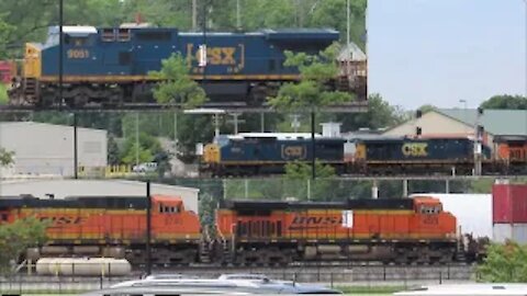 CSX Q150 Intermodal Double-Stack Train with BNSF Power from Fostoria, Ohio June 12, 2021