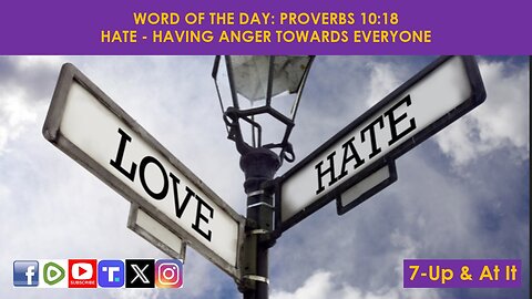 WORD OF THE DAY: PROVERBS 10:18​ - HATE - HAVING ANGER TOWARDS EVERYONE​