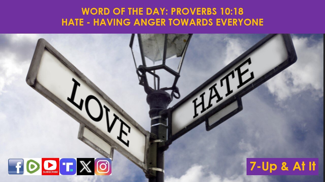 WORD OF THE DAY: PROVERBS 10:18​ - HATE - HAVING ANGER TOWARDS EVERYONE​