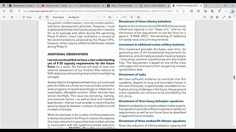 F35 Marine downsize Correction Force Design not GAO