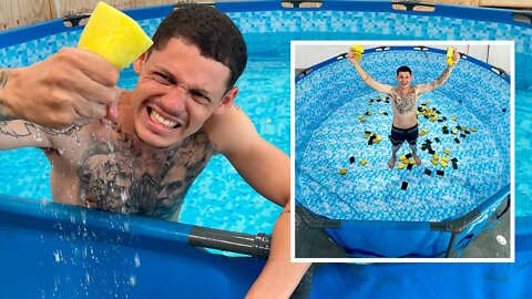 ESVAZIEI UMA PISCINA COM BUCHA DE LAVAR LOUÇA