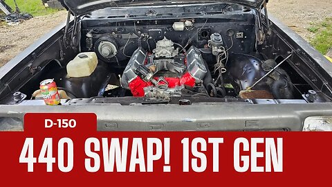 1988 Dodge D150 440 swap. Engine install.