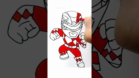 How to draw and paint Red Ranger Power Rangers #shorts