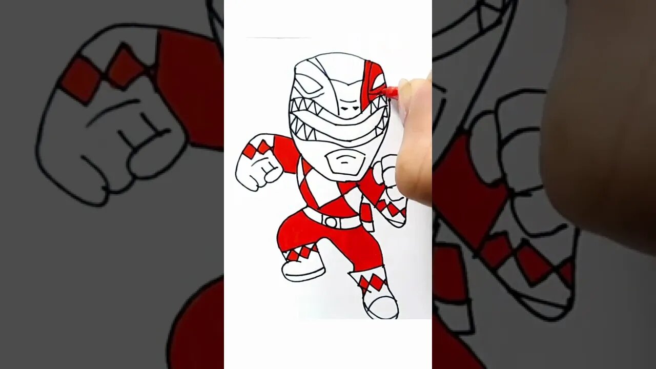 How to draw and paint Red Ranger Power Rangers #shorts