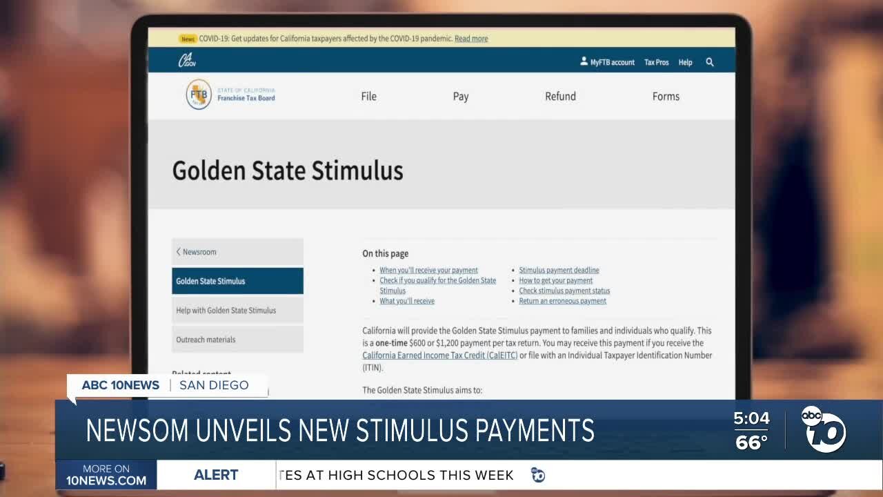 California Gov. Newsom unveils new stimulus payments